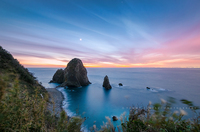 黄昏の千貫門と駿河湾遠景