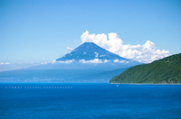 夏の碧い海と富士山